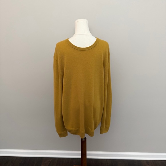 J. Crew 100% Cashmere Sweater Crewneck Elevated Basic Soft Golden Mustard Yellow